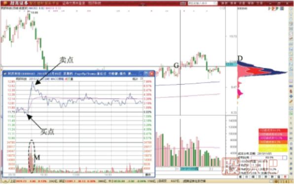 分時(shí)圖開(kāi)盤(pán)后脈沖拉升的賣(mài)出做T+0形態(tài)